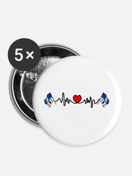 Jämtland Herzfrequenz-Design - Buttons groß 56 mm (5er Pack) - Weiß