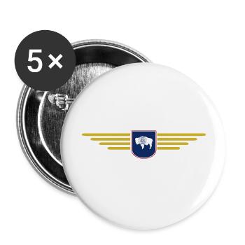 Wyoming Fan Shirt – Wild & Frei - Buttons groß 56 mm (5er Pack) - Weiß - Vorne