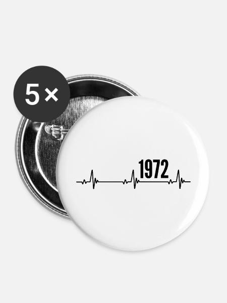 1972 Geschenk 1972 Retro 1972 Original 1972 Jahrgang - Buttons groß 56 mm (5er Pack) - Weiß