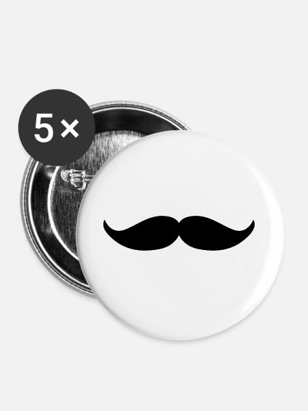 Walrus moustache - Buttons large 2.2''/56 mm (5-pack) - white