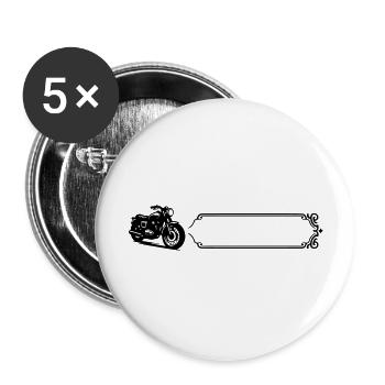 Motorrad - Name, Vorname - Buttons groß 56 mm (5er Pack) - Weiß - Vorne