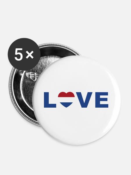 Vibrierendes Herz mit bunter Flagge - Buttons groß 56 mm (5er Pack) - Weiß