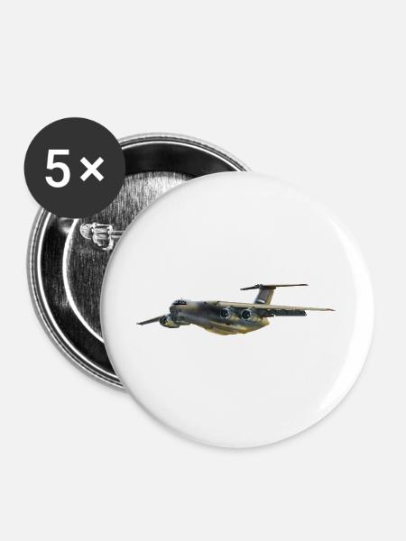 Frachtflugzeug Silhouette in Grau - Buttons groß 56 mm (5er Pack) - Weiß