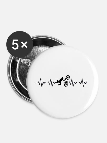 MTB_2_EKG_schwarz - Buttons groß 56 mm (5er Pack) - Weiß