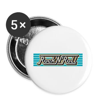 Rock 'N' Roll Retro Typography Logo - Buttons large 2.2''/56 mm (5-pack) - white - Front