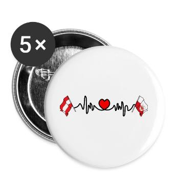 Austria & Tyrol Flag Heartbeat - Buttons large 2.2''/56 mm (5-pack) - white - Front