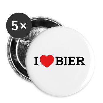 I love Bier (Farben änderbar) - Buttons groß 56 mm (5er Pack) - Weiß - Vorne