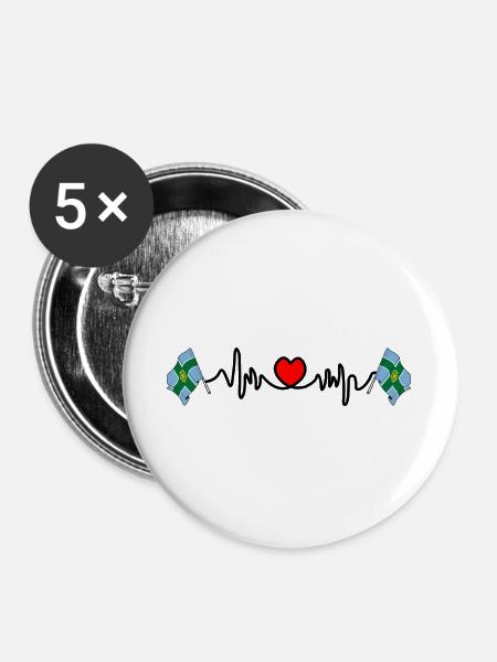 Derbyshire Herzschlag - Buttons groß 56 mm (5er Pack) - Weiß