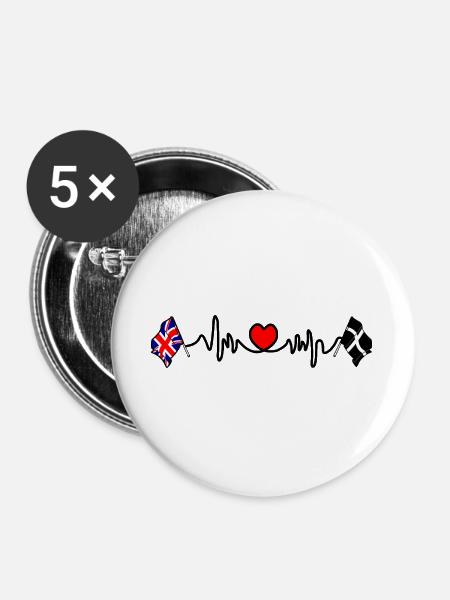 Cornwall & Großbritannien - Buttons groß 56 mm (5er Pack) - Weiß