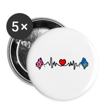 Suffolk & Great Britain Heartbeat - Buttons large 2.2''/56 mm (5-pack) - white - Front