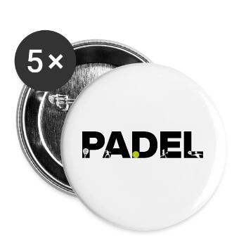 PADEL Icons – Court Addiction! Smash it - Buttons groß 56 mm (5er Pack) - Weiß - Vorne