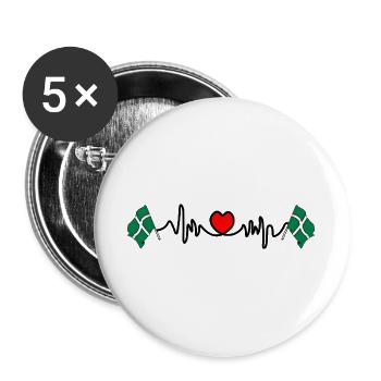 Devon-Flagge mit Herzschlag - Buttons groß 56 mm (5er Pack) - Weiß - Vorne