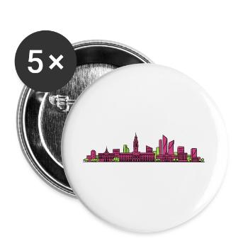 Lille City Skyline Glockenturm Moderne Linienkunst - Buttons groß 56 mm (5er Pack) - Weiß - Vorne