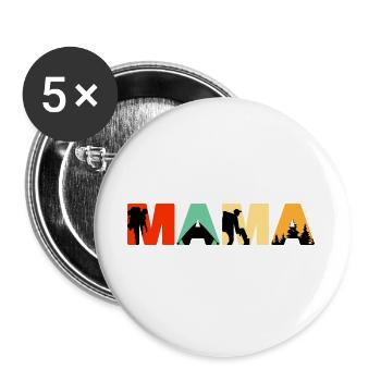Mama Camping Retro Sunset Hiking Silhouette - Buttons large 2.2''/56 mm (5-pack) - white - Front