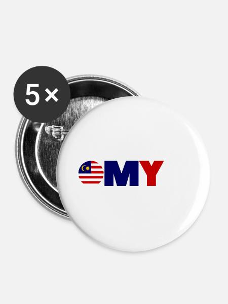 Malaysien - Buttons groß 56 mm (5er Pack) - Weiß