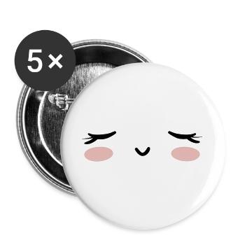 Kawaii face asleep eyes closed - Buttons large 2.2''/56 mm (5-pack) - white - Front