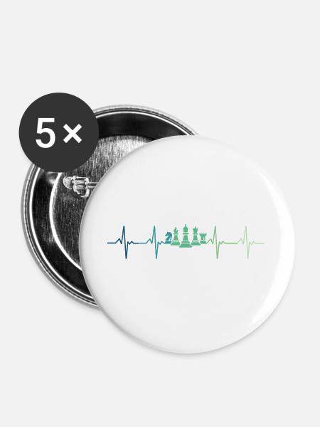 Chess Heartbeat Schachsets - Buttons groß 56 mm (5er Pack) - Weiß