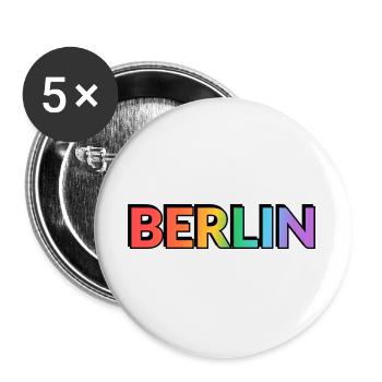 Berlin Rainbow Gradient Letters LGBTQ - Buttons large 2.2''/56 mm (5-pack) - white - Front
