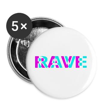 Rave Neon Techno Festival Design - Buttons groß 56 mm (5er Pack) - Weiß - Vorne