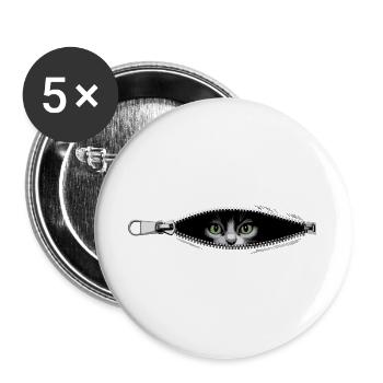 Cat Zipper Cat Mom Cat Cute Cats - Buttons large 2.2''/56 mm (5-pack) - white - Front