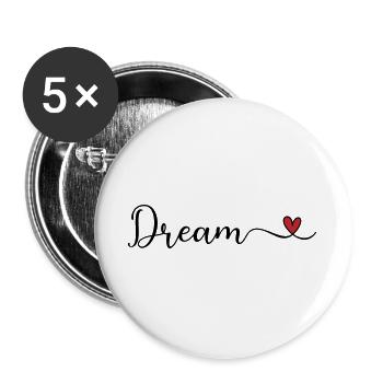 Traum süße Typografie mit Herz - Buttons groß 56 mm (5er Pack) - Weiß - Vorne