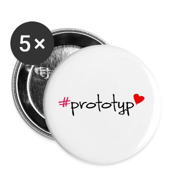 Prototyp Hashtag Spruch T-Shirt - Buttons groß 56 mm (5er Pack) - Weiß - Vorne