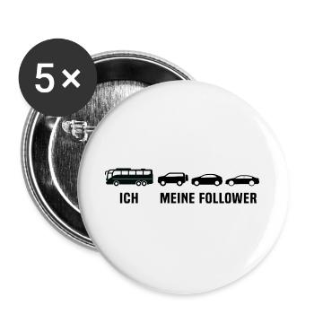 Busfahrer Linienbus Meine Follower Bus - Buttons groß 56 mm (5er Pack) - Weiß - Vorne