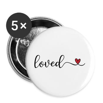 aimé - Lot de 5 grands badges (56 mm) - blanc - Devant