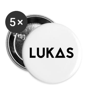 First name Lukas - Buttons large 2.2''/56 mm (5-pack) - white - Front