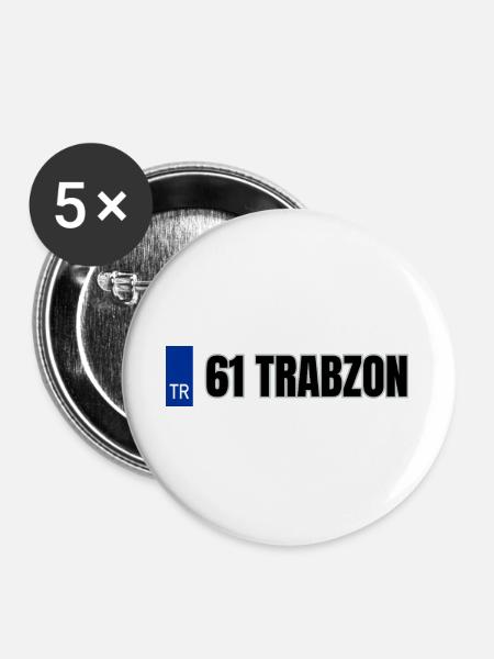 61 Trabzon Kennzeichen | Türkisches Kennzeichen - Buttons groß 56 mm (5er Pack) - Weiß