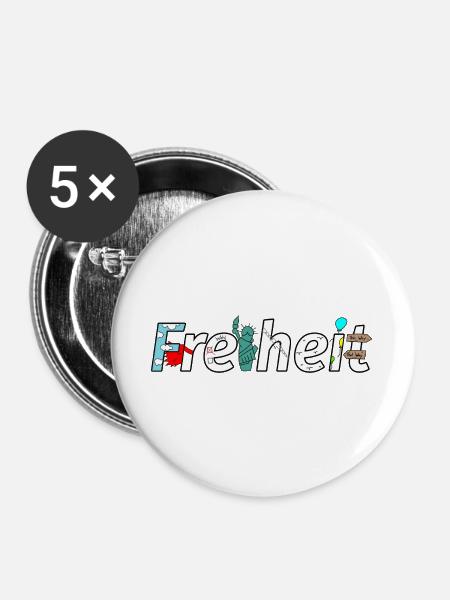 Freiheit Design - Buttons groß 56 mm (5er Pack) - Weiß