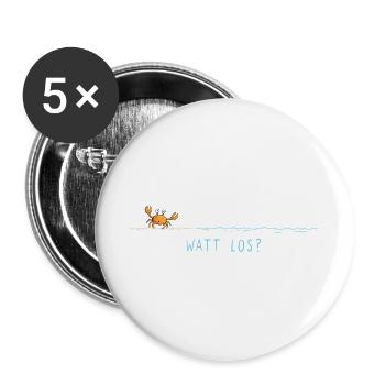 Watt Los Krabbe Maritim Nordsee Plattdeutsch  - Buttons groß 56 mm (5er Pack) - Weiß - Vorne