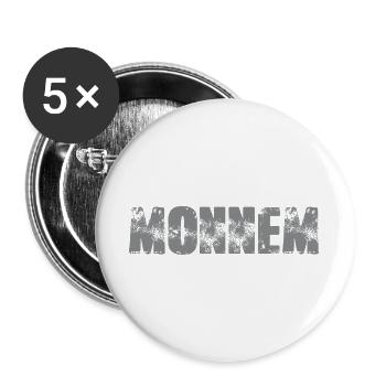 Monnem Distressed Logo Muster - Buttons groß 56 mm (5er Pack) - Weiß - Vorne