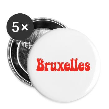 Brüssel in roten Blasen - Buttons groß 56 mm (5er Pack) - Weiß - Vorne