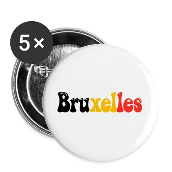 Brüsseler Belgische Flagge Retro-Typografie - Buttons groß 56 mm (5er Pack) - Weiß - Vorne