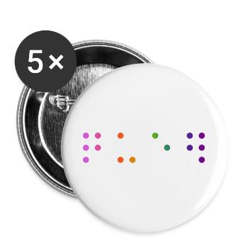 Queer-Kontraktierte Braille - Buttons groß 56 mm (5er Pack) - Weiß - Vorne