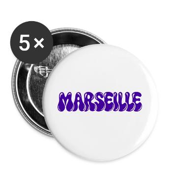 Marseille Lila Blasen - Buttons groß 56 mm (5er Pack) - Weiß - Vorne