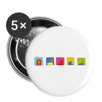 Sinterklaas vijf op rij (2 van 2) - Buttons large 2.2''/56 mm (5-pack) - white - Front