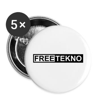 freetekno - Lot de 5 grands badges (56 mm) - blanc - Devant