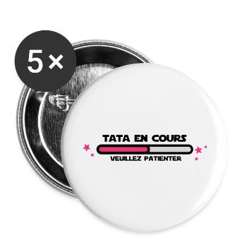 TATA EN COURS - Lot de 5 grands badges (56 mm) - blanc - Devant