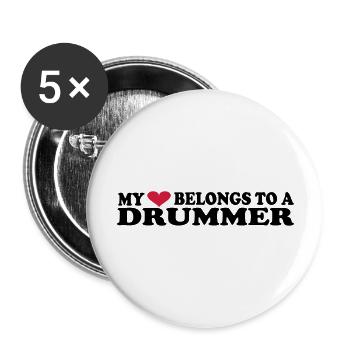 MY HEART BELONGS TO A DRUMMER - Buttons large 2.2''/56 mm (5-pack) - white - Front