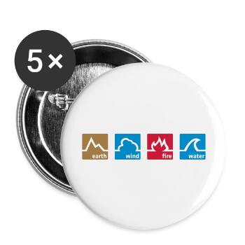 Terre Vent Eau Feu - Lot de 5 grands badges (56 mm) - blanc - Devant
