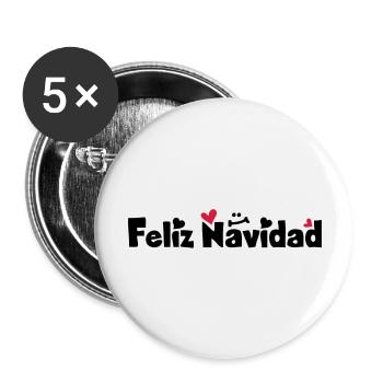 Feliz Navidad Frohe Weihnachten - Buttons groß 56 mm (5er Pack) - Weiß - Vorne