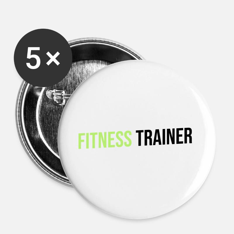 fitness trainer green black - Buttons large 2.2''/56 mm (5-pack) - white
