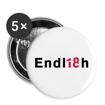 Endlich 18 - Buttons groß 56 mm (5er Pack) - Weiß - Vorne