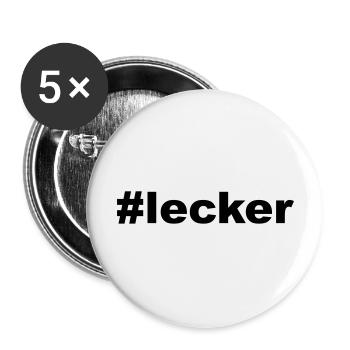 hashtag lecker - Buttons groß 56 mm (5er Pack) - Weiß - Vorne