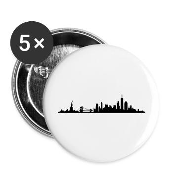 Skyline New York - Buttons groß 56 mm (5er Pack) - Weiß - Vorne