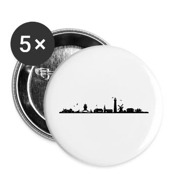 Skyline - Küste Amrum - Buttons groß 56 mm (5er Pack) - Weiß - Vorne