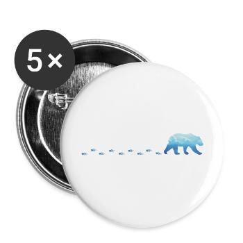 Running Polar Bear - Buttons large 2.2''/56 mm (5-pack) - white - Front