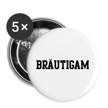 Bräutigam - Buttons groß 56 mm (5er Pack) - Weiß - Vorne